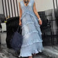💖Moda V-Neck fără mâneci stratificat rochie încrețită