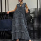 💖Moda V-Neck fără mâneci stratificat rochie încrețită