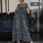 💖Moda V-Neck fără mâneci stratificat rochie încrețită