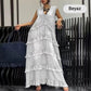 💖Moda V-Neck fără mâneci stratificat rochie încrețită