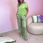 Set de 2 piese cu top și pantaloni imprimați cu picioare largi
