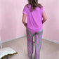 Set de 2 piese cu top și pantaloni imprimați cu picioare largi