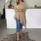 Doamnelor casual tricot solid neregulate pulover cu gât rotund