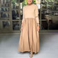 Elegant solid culoare rotund gât A-line rochie plisată
