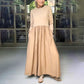 Elegant solid culoare rotund gât A-line rochie plisată