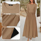 Elegant solid culoare rotund gât A-line rochie plisată