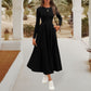 Elegant solid culoare rotund gât A-line rochie plisată