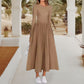 Elegant solid culoare rotund gât A-line rochie plisată