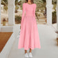 Elegant solid culoare rotund gât A-line rochie plisată