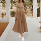 Elegant solid culoare rotund gât A-line rochie plisată