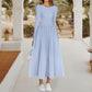 Elegant solid culoare rotund gât A-line rochie plisată