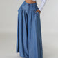 Talie înaltă fermoar Wide Leg Denim Femei pantaloni