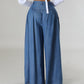 Talie înaltă fermoar Wide Leg Denim Femei pantaloni