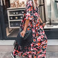 Femeii vrac V-Neck Floral Flowy rochie