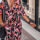 Femeii vrac V-Neck Floral Flowy rochie