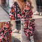 Femeii vrac V-Neck Floral Flowy rochie