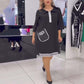 Rochie neagră Chic A-Line pentru femei, cu garnitură contrastantă și detaliu de buzunar