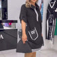 Rochie neagră Chic A-Line pentru femei, cu garnitură contrastantă și detaliu de buzunar