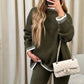 Set din două piese tricotate casual de culoare solidă