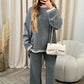 Set din două piese tricotate casual de culoare solidă