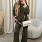 Set din două piese tricotate casual de culoare solidă