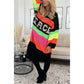 📦Rochie pulover cu monogramă, cu decolteu în V și blocuri de culori