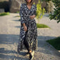 🎅Early Xmas Sales🎄Rochie de femei cu maneca lunga si rever floral