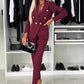 Set blazer cu pieptar dublu și pantaloni croiți pentru femei