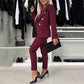 Set blazer cu pieptar dublu și pantaloni croiți pentru femei