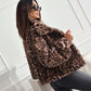 Leopard Print Fluffy Jacheta pentru femei