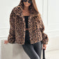 Leopard Print Fluffy Jacheta pentru femei