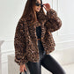 Leopard Print Fluffy Jacheta pentru femei