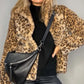 Leopard Print Fluffy Jacheta pentru femei