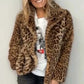 Leopard Print Fluffy Jacheta pentru femei