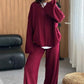 ✨Set 2 piese top cu dungi și pantaloni cu picioare largi