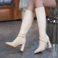 Pointed Toe Chunky Heel Knee High Boots✨