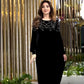 Rochie cu gât rotund și mânecă lungă Extra Long Rhinestone Embellished