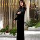 Rochie cu gât rotund și mânecă lungă Extra Long Rhinestone Embellished