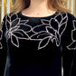 Rochie cu gât rotund și mânecă lungă Extra Long Rhinestone Embellished