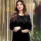 Rochie cu gât rotund și mânecă lungă Extra Long Rhinestone Embellished
