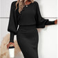 💖Rochie tricotată elegantă, set din două piese