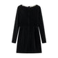 ✨Rochie elegantă cu gât pătrat și mânecă lungă