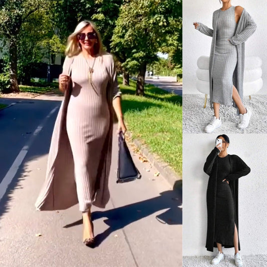 📦Livrare gratuită📦Rochie elegantă Slim Knit și set cardigan pentru femei