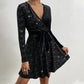 💖 V-neck paiete rochie de moda