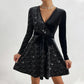 💖 V-neck paiete rochie de moda