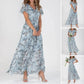 💐Rochie lungă cu mânecă scurtă și imprimeu floral