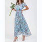 💐Rochie lungă cu mânecă scurtă și imprimeu floral