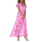 💐Rochie lungă cu mânecă scurtă și imprimeu floral