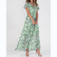 💐Rochie lungă cu mânecă scurtă și imprimeu floral