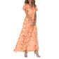 💐Rochie lungă cu mânecă scurtă și imprimeu floral
